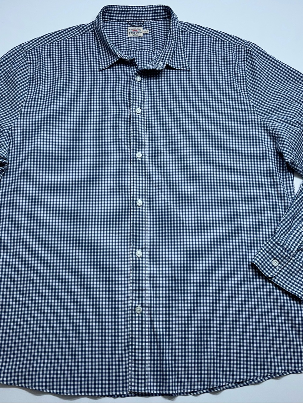 FAHERTY Button Down Shirt Mens Size XXL Long Sleeve Blue Check Huckberry - Picture 4 of 13